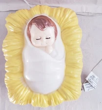 Vintage General Foam Plastics 12"x9" Blow Mold Baby Jesus in Manger Nativity 