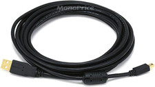 Monoprice 15-Feet USB 2.0 a Male to Mini-B 5Pin Male 28/24AWG Cable with Ferrit