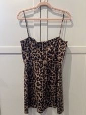 Reformation 10 Animal Print Leopard Dress Mini Strappy Straps Stretch