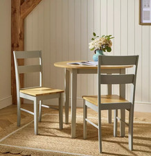 Home Chicago Pair of Solid Wood Dining Chairs Grey & Oak | Wooden Kitchen Dining