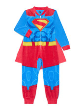 SUPERMAN Boys Pajamas Size 10-12 One Piece Union Suit with CAPE NWT Cosplay