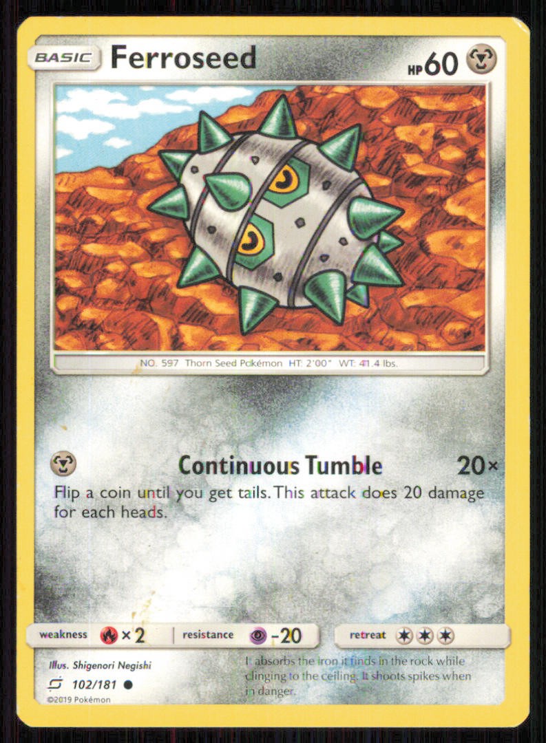 Ferroseed 102/181 Common Team Up Pokemon Moderately Played
