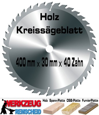 Sägeblatt Kreissägeblatt Hand Kreissäge 400 x 30 mm x 40 Z Kapp Tauch Säge Blatt