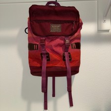 Burton Backpack Mountain Print Red Gradient Cinch Top Flap Rucksack Bag