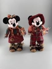 DISNEY Kcare Mickey & Minnie Mouse Harvest SCARECROW Fall Autumn With Tags 2016