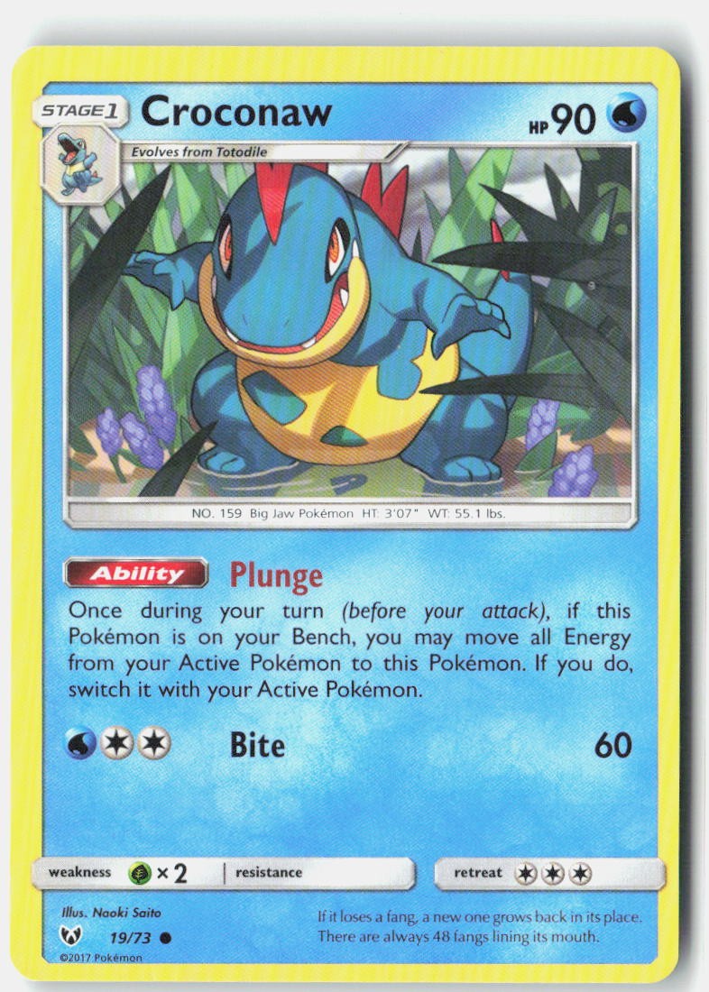 Croconaw Shining Legends 19/73 Vintage Pokemon Card Normal