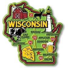 Wisconsin Colorful State Magnet by Classic Magnets, 2.9" x 3.1"