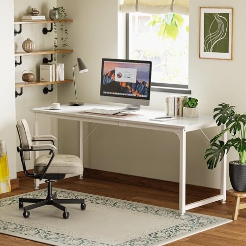 Escritorio para computadora, escritorio de oficina de 70 pulgadas, escritorio para juegos con almacenamiento, blanco de 70 pulgadas - Imagen 7 de 7