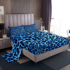 Leopard Sheet Set King Size Kids Cheetah Sheets with Deep Pocket Fitted Sheet fo