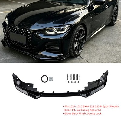 For 2021-2026 BMW G22 G23 4 Series M-SPORT Gloss Black Front Bumper Lip Spoiler