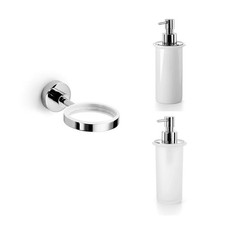 WS Bath Collections 52011 55006 Chrome/White Wall Mounted Soap Dispenser