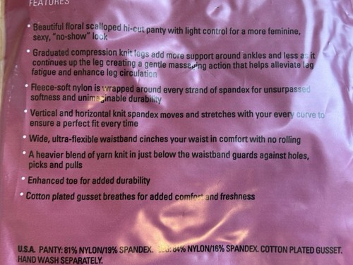 VTG silkies ultra soft dimensions Pantyhose lacy hi-cut panty 150302 BEIGE Sz L - Picture 9 of 11