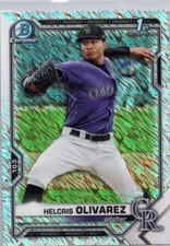 2021 Bowman Chrome #BCP-154 Helcris Olivarez Prospects Shimmer Refractor