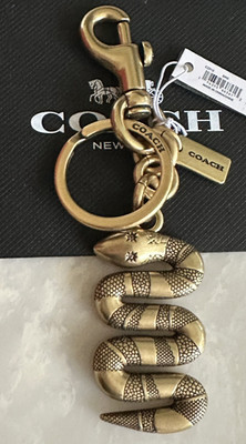 NWT COACH BRASS SNAKE BAG CHARM / KEYRING / FOB CZ212 RARE! | eBay