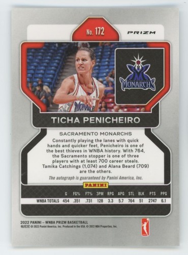 2022-23 Panini Prizm WNBA W25 Prizms Signatures Ticha Penicheiro Auto Sacramento - Picture 2 of 2