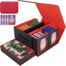 MTG Card Deck Box with Commander Display, Fits 400+ Double-Sleeved Cards, 5-In-1