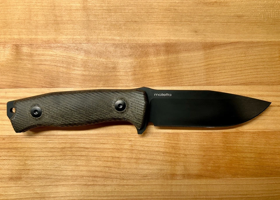 Cuchillo de hoja fija LionSteel M5 CVG verde Micarta/negro, caja abierta, funda Kydex Foto 3 de 4