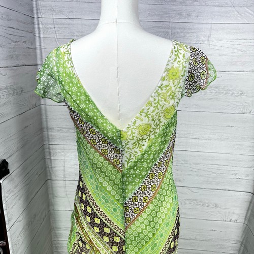 VTG size 12 Green brown Y2K midi asymmetrical fairy dress whimsygoth woodland - Picture 11 of 11