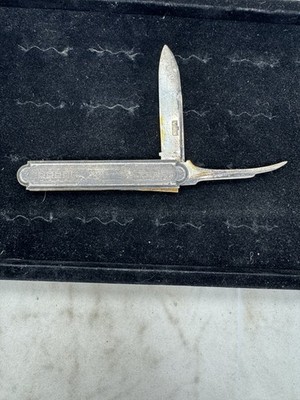 Antique Folding Pocket Fruit Knife Sterling Silver Monogrammed ''For A friend''