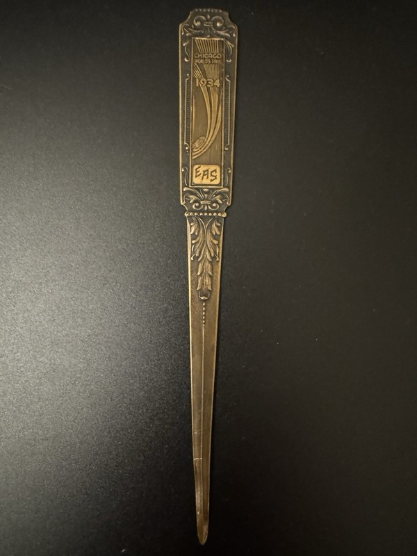 Vintage 1934 Chicago World’s Fair Letter Opener A Century of Progress DS28