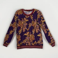 IMAN Women's Global Chic Runway Jersey Top Ribbed Trim Aubergine