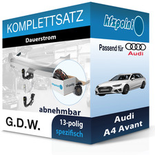 G.D.W. Anhängekupplung abnehmbar und TOWTEC E-Satz 13polig für Audi A4 Avant 15-