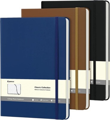 3 Pack B5 Lined Journal Notebooks, 208 Pages, 8.5 x 11 Inches, Black, Hardcover