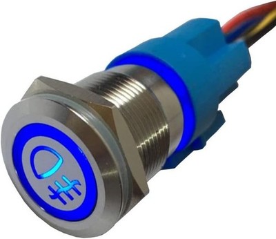 12V Car Vehicle Blue LED Light Fog Push Button Metal Toggle Switch Socket Plug 1