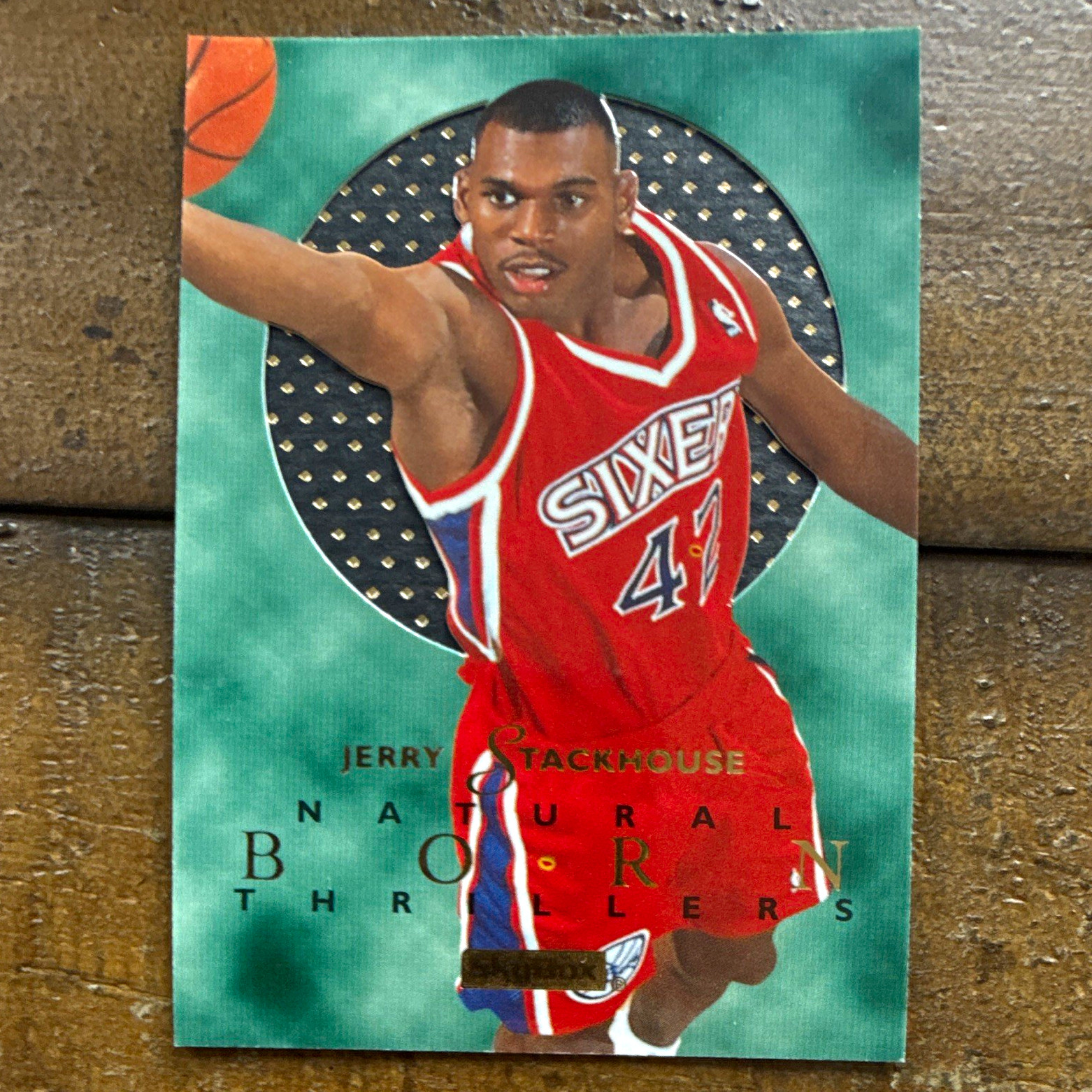 SkyBox 1995-96 Natural Born Thrillers Insert Jerry Stackhouse 76ers #7/10