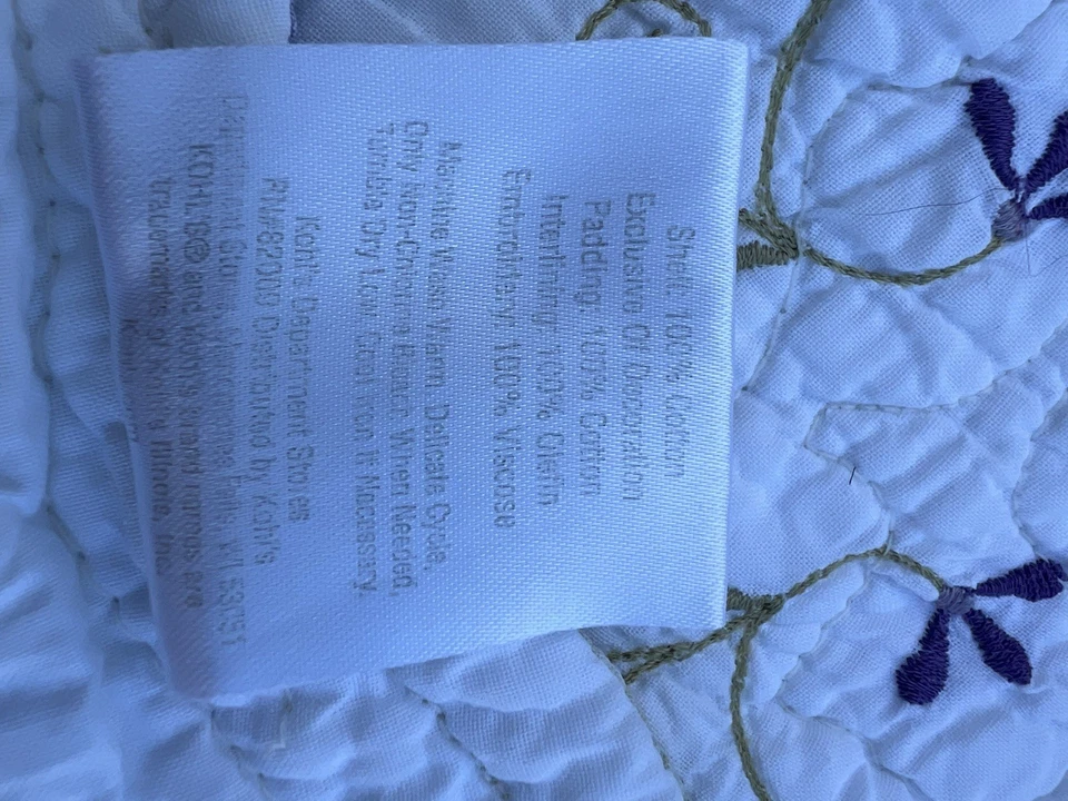 Home Classics Full Queen 88x 88 дюймов стеганое покрывало фиолетовый зеленый белый 100% хлопок - Изображение 4 из 4