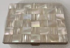 Vintage Wiesner of Miami Compact Genuine Fresh Water Mother of Pearl Gold Tone