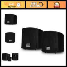 400W Mountable Indoor Bookshelf Speakers - Black Pair, High-Quality Sound