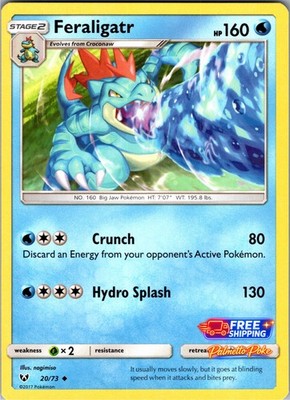Feraligatr 20/73 Uncommon Shining Legends Pokemon NM/LP