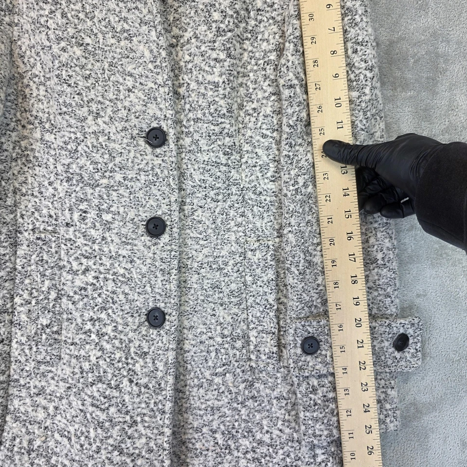 Abrigo Lucky Brand Mujer Talla XS Gris Mezcla Lana Boucle Tweed Botón Forrado Delantero Foto 4 de 4