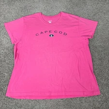 Cuffys Cape Cod Shirt Womens Extra Large Pink Spell Out Sail Boat Resort Wear