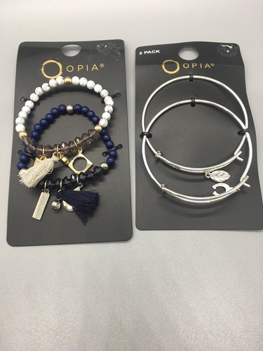 NWT Opia Bracelets 2 Sets Silver Tone And Beads Tassels 4 Bracelets Total - Picture 3 of 6
