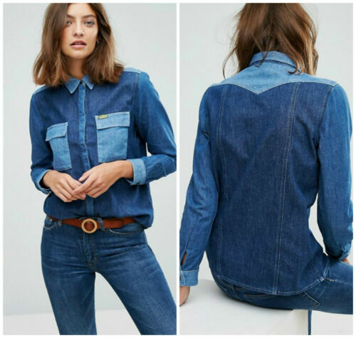 CELINE Western Knitted Denim Cotton Long Sleeve Shirt 23AW XS IDG