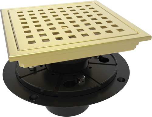 6 Inch Square Shower Floor Drain with Flange,Quadrato Pattern Grate Removable,Fo - Bild 11 von 12
