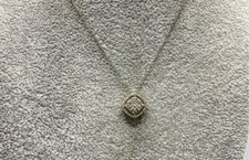 Sterling Silver, CZ Diamond Shaped Pendant Necklace