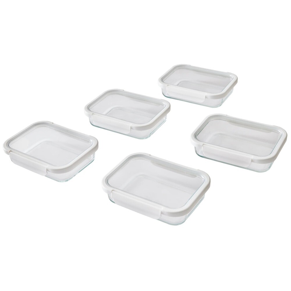 2.3Cup  Glass Food Storage Container with Tritan Lid. Set of 5, 10 Pieces