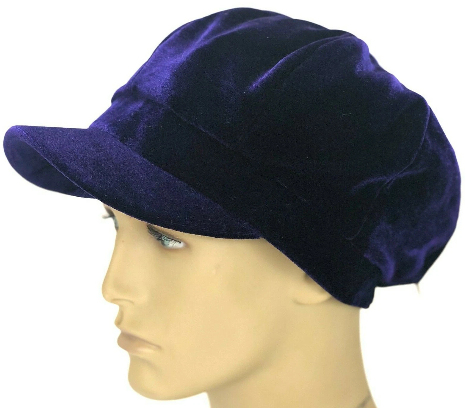 Velvet Blue Bakerboy Newsboy Hat Gatsby 8 Panel Winter Cap Ladies Womens Girls