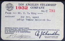 Los Angeles Steamship Co Pass - 1932  Pass48