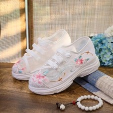 Scarpe Sneakers Traspiranti Da Donna Con Ricamo Floreale In Rete Scarpe Cinesi