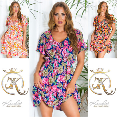 Mini Dress Koucla Women Party Summer V-Neck with Ruffles Milax-Fashion