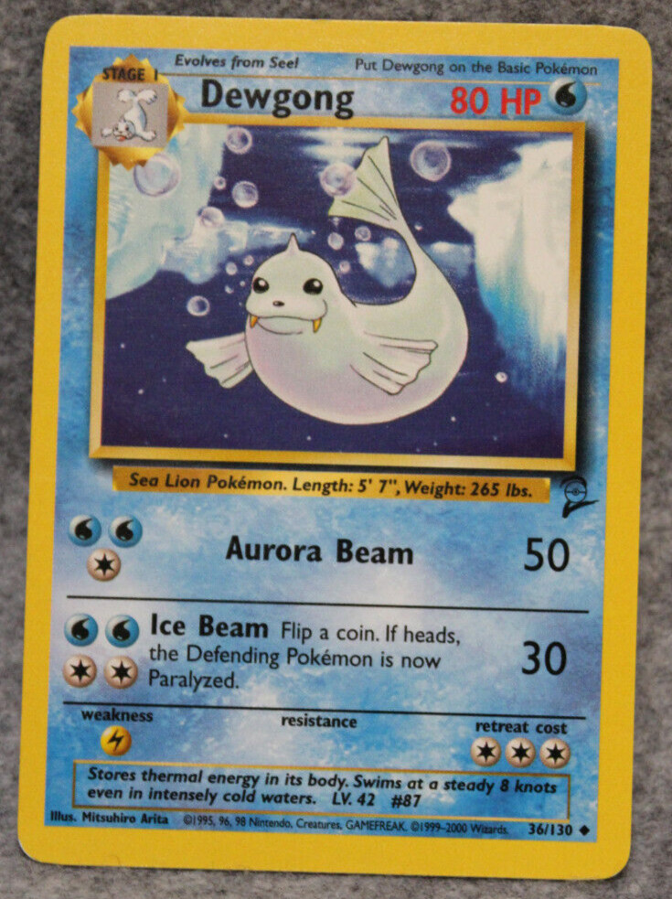 Pokemon TCG Dewgong Base Set 2 Uncommon Card 36/130 LP
