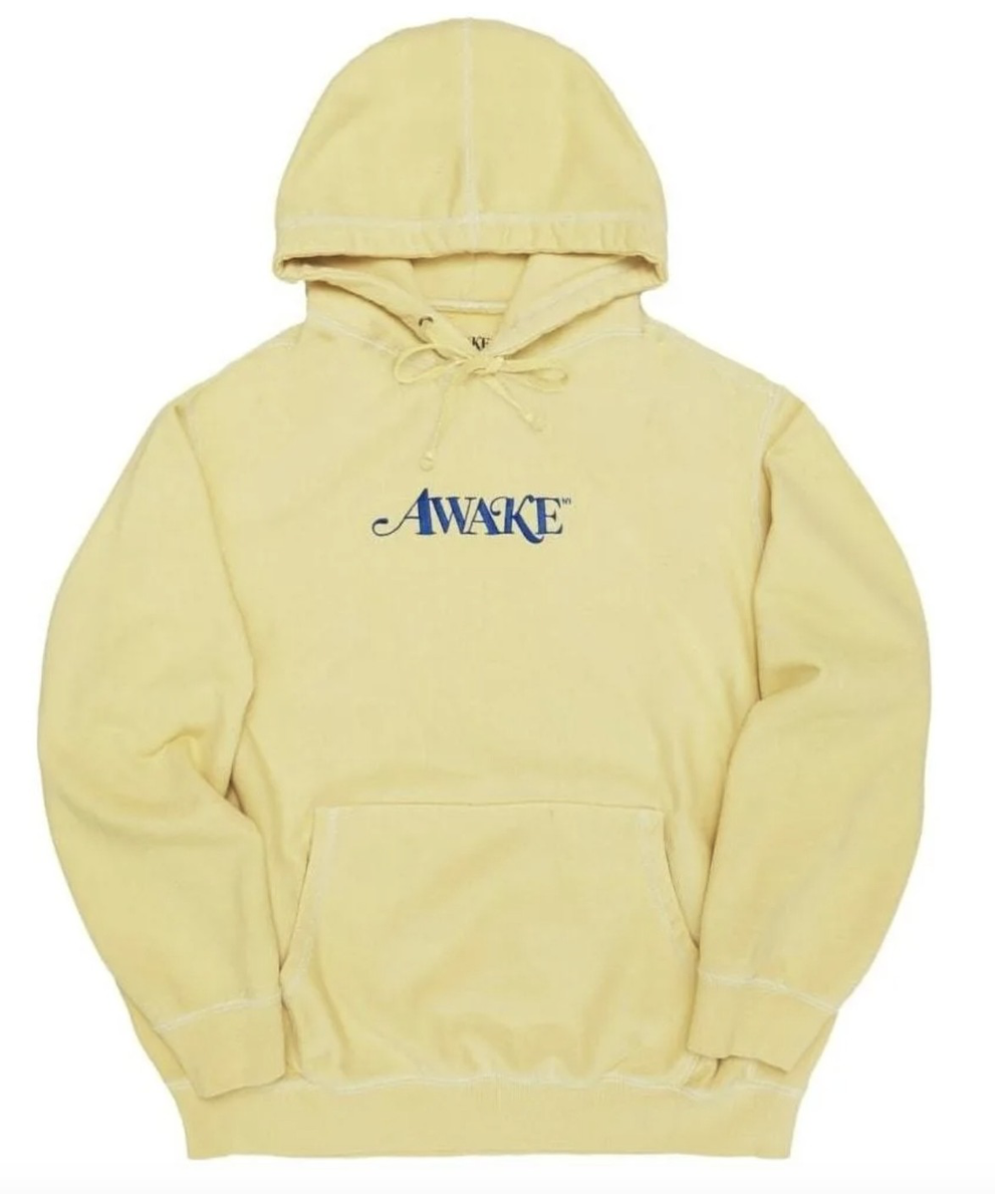 Awake NY Classic Embroidered Logo Hoodie - Daffodil PALE Light