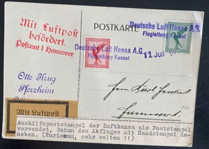 1920s Kassel Germany Airmail Advertising Postcard Cover Lufthansa Airship