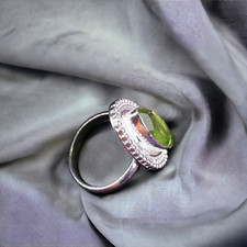 Natural Peridot Gemstone Ring 925 Sterling Silver Ring Anniversary Ring For Wife
