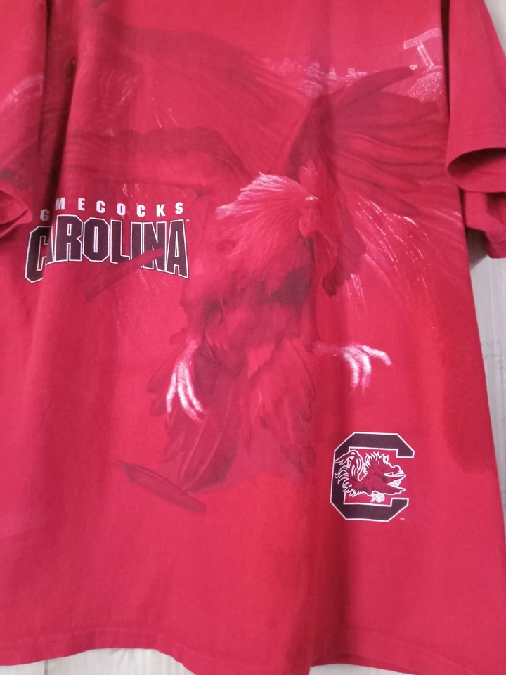 Vintage Rare Gamecocks T Shirt 90's South Carolina All Over Cock Print SZ XL - Image 4 of 4