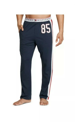 Tommy Hilfiger Herren Nachtwäsche Hose blau meliert rot/weiß gestreift Taille Logo M - Bild 4 von 5